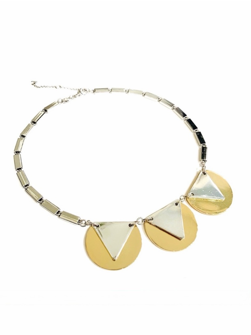 Fossil Gold & Silver Tone Deco Style  Circle Tricycle Necklace
